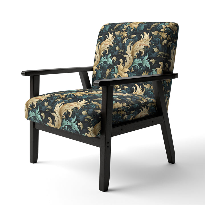 Damask Black And Golden Calligraphy Flourishes - Bohemian Accent Slipper Chair