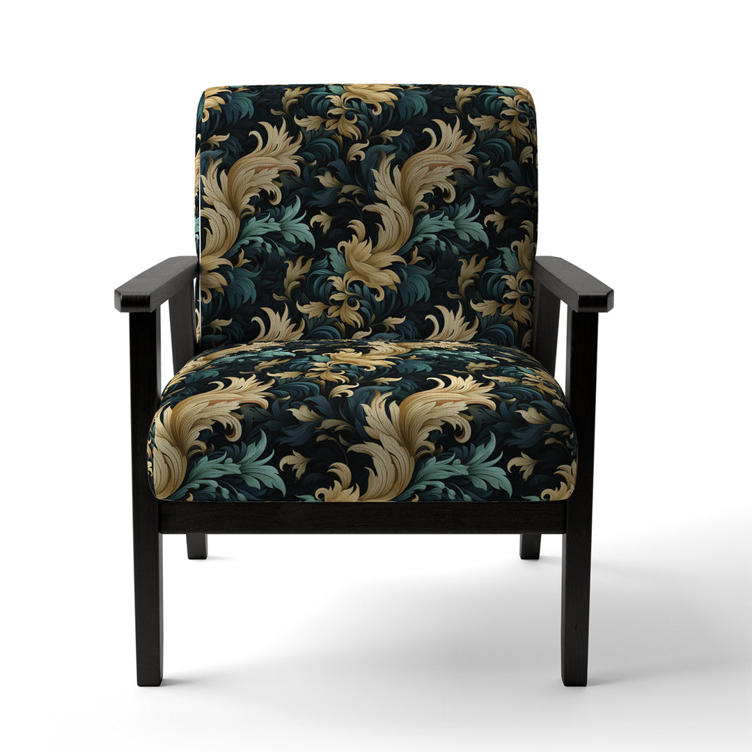 Damask Black And Golden Calligraphy Flourishes - Bohemian Accent Slipper Chair
