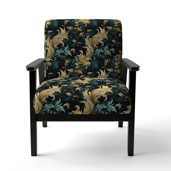 Damask Black And Golden Calligraphy Flourishes - Bohemian Accent Slipper Chair