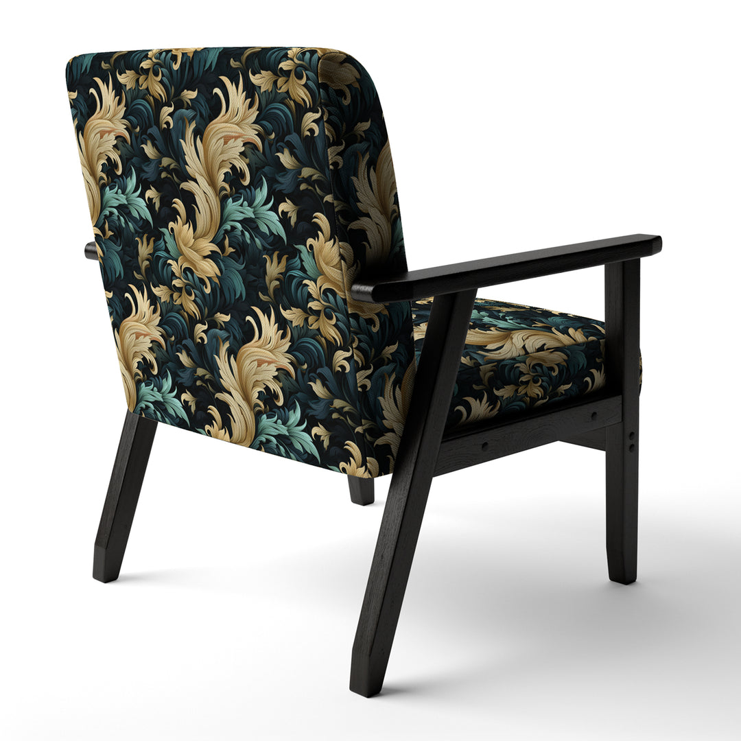 Damask Black And Golden Calligraphy Flourishes - Bohemian Accent Slipper Chair