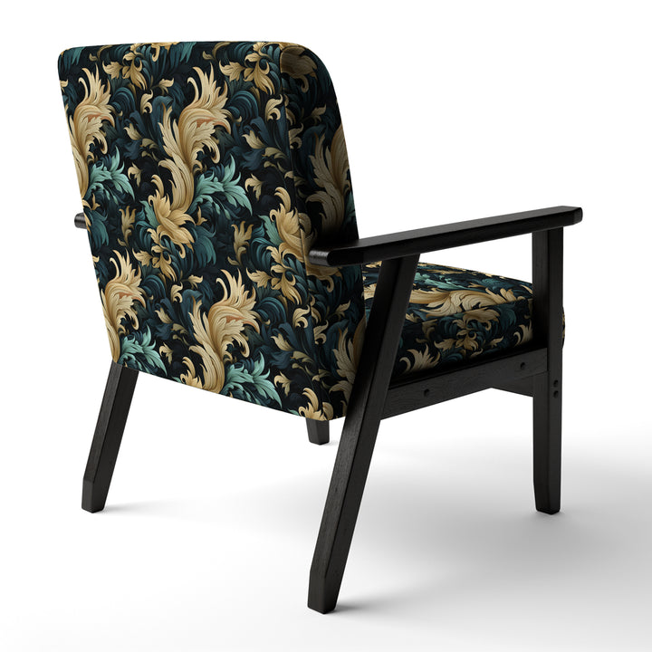 Damask Black And Golden Calligraphy Flourishes - Bohemian Accent Slipper Chair