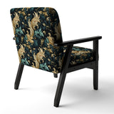 Damask Black And Golden Calligraphy Flourishes - Bohemian Accent Slipper Chair