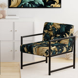 Damask Black And Golden Calligraphy Flourishes - Bohemian Accent Slipper Chair