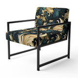 Damask Black And Golden Calligraphy Flourishes - Bohemian Accent Slipper Chair