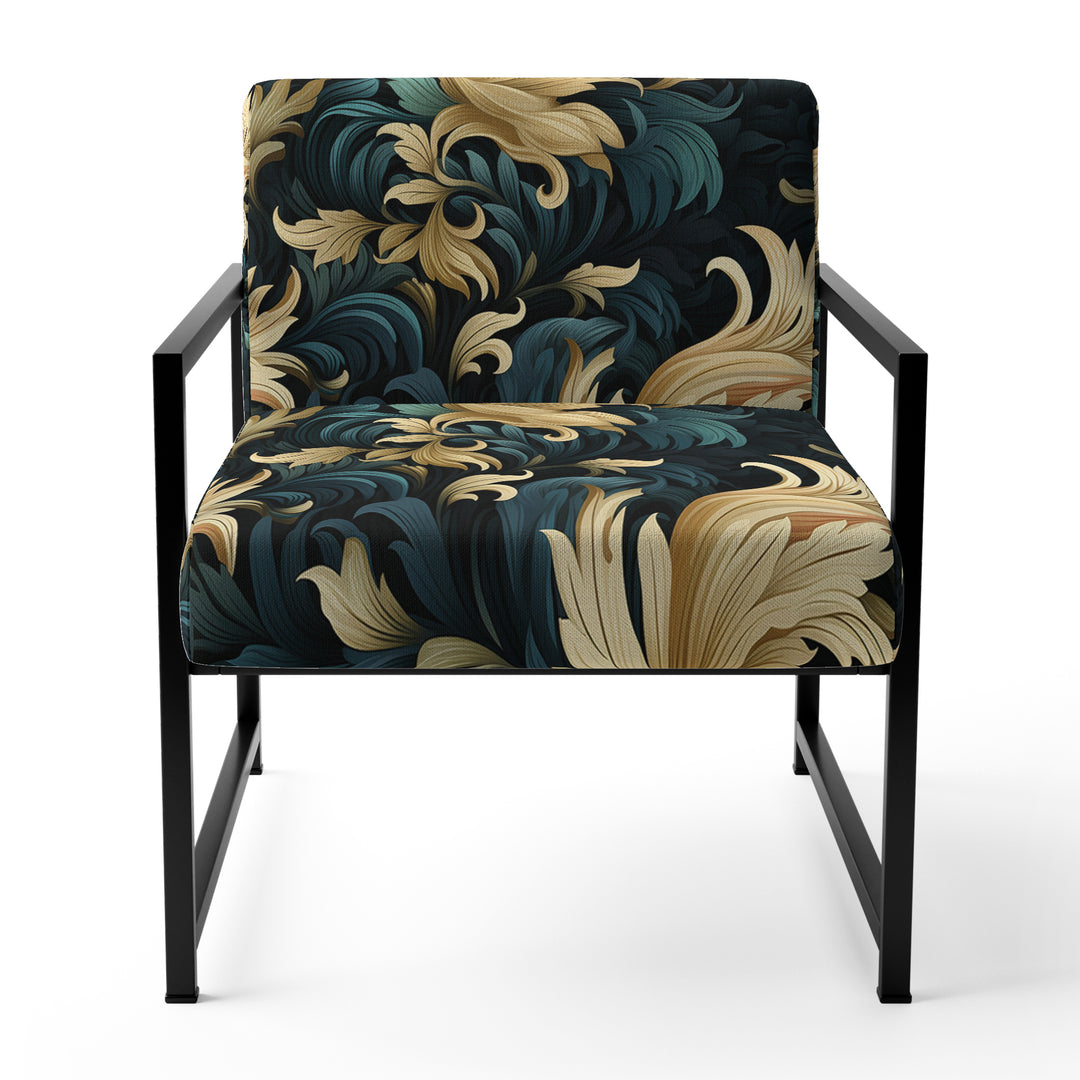 Damask Black And Golden Calligraphy Flourishes - Bohemian Accent Slipper Chair