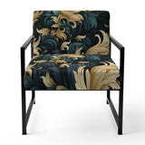 Damask Black And Golden Calligraphy Flourishes - Bohemian Accent Slipper Chair