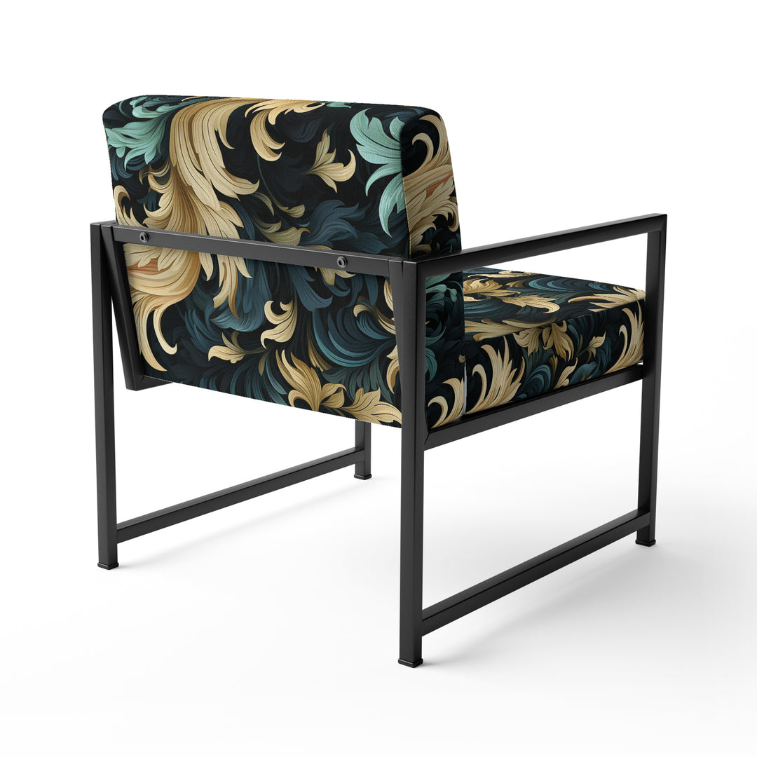 Damask Black And Golden Calligraphy Flourishes - Bohemian Accent Slipper Chair