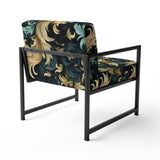 Damask Black And Golden Calligraphy Flourishes - Bohemian Accent Slipper Chair