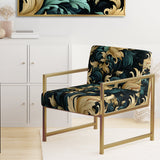 Damask Black And Golden Calligraphy Flourishes - Bohemian Accent Slipper Chair