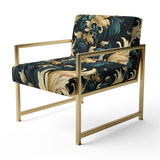 Damask Black And Golden Calligraphy Flourishes - Bohemian Accent Slipper Chair