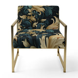Damask Black And Golden Calligraphy Flourishes - Bohemian Accent Slipper Chair