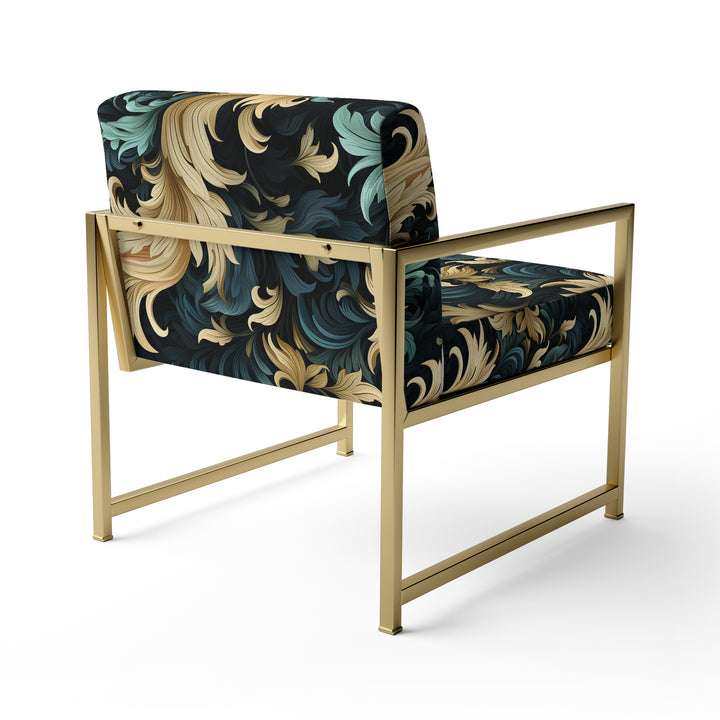 Damask Black And Golden Calligraphy Flourishes - Bohemian Accent Slipper Chair