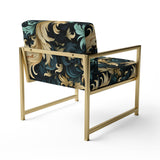 Damask Black And Golden Calligraphy Flourishes - Bohemian Accent Slipper Chair