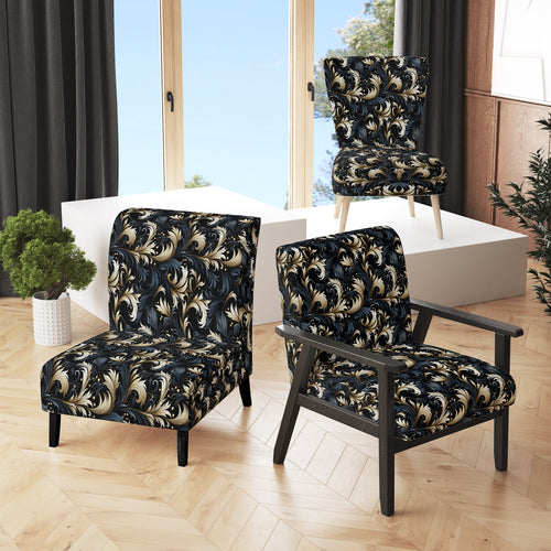 Damask Black And Grey Calligraphy Flourishes - Bohemian Arm Chair