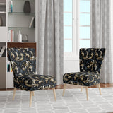 Damask Black And Grey Calligraphy Flourishes - Bohemian Arm Chair