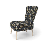 Damask Black And Grey Calligraphy Flourishes - Bohemian Arm Chair