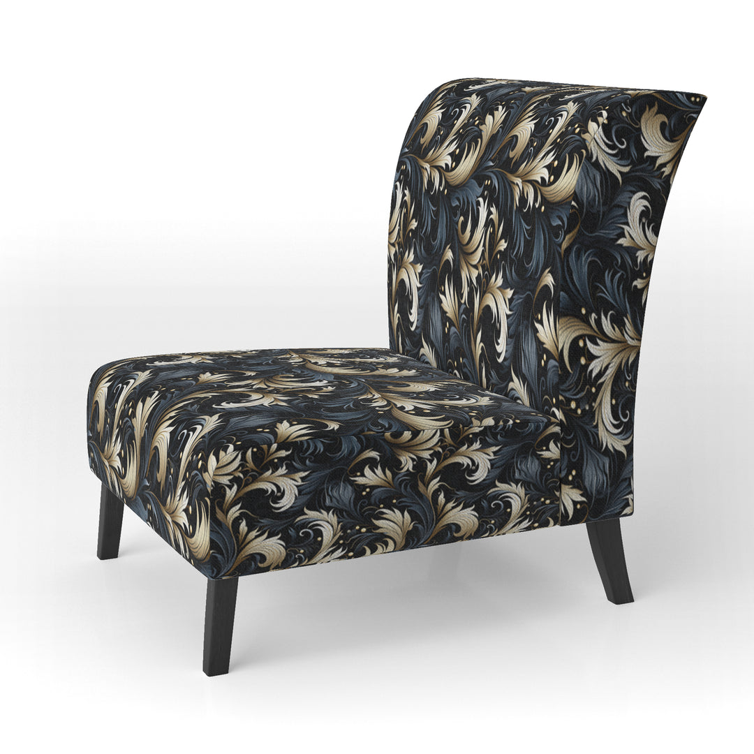 Damask Black And Grey Calligraphy Flourishes - Bohemian Arm Chair