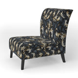 Damask Black And Grey Calligraphy Flourishes - Bohemian Arm Chair