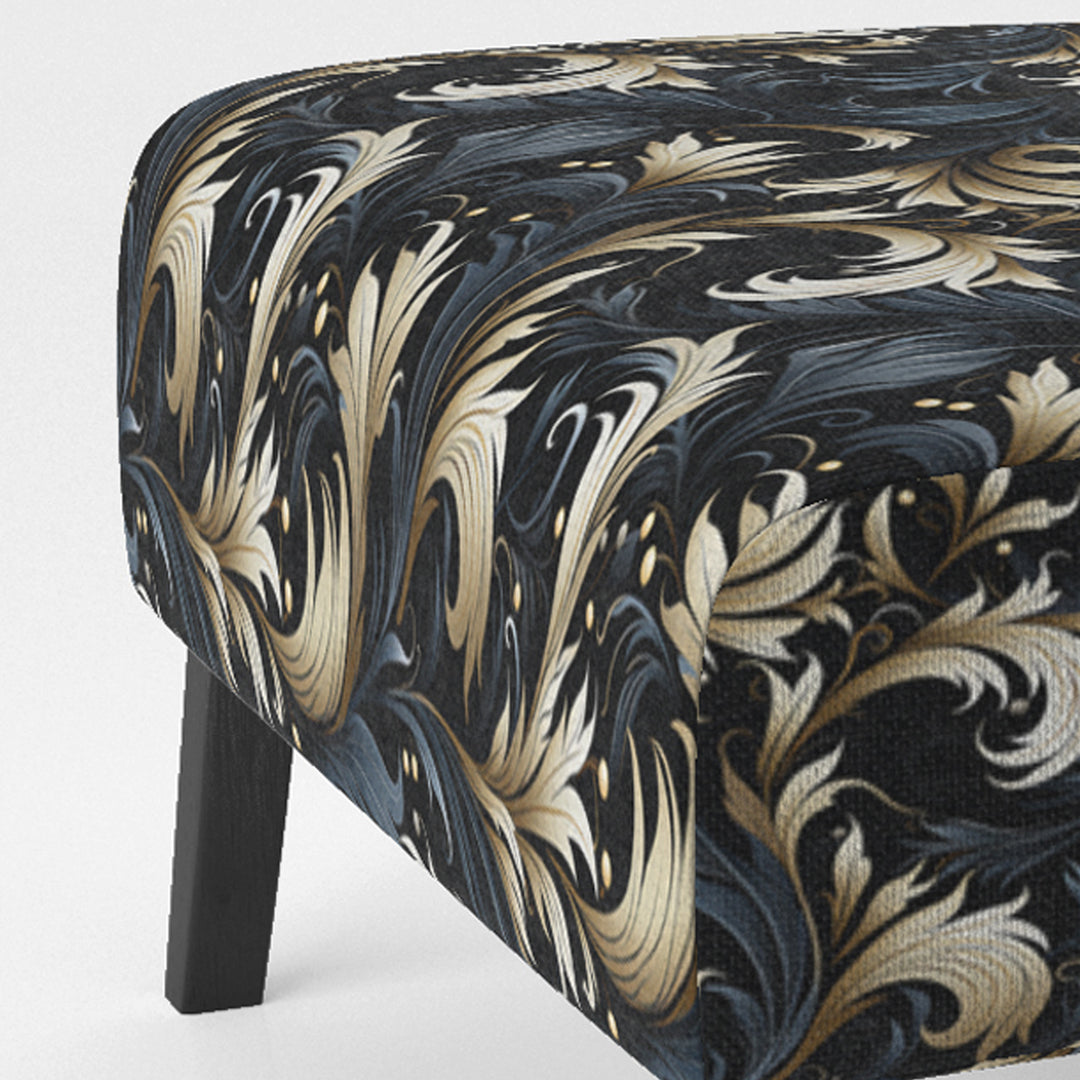 Damask Black And Grey Calligraphy Flourishes - Bohemian Arm Chair