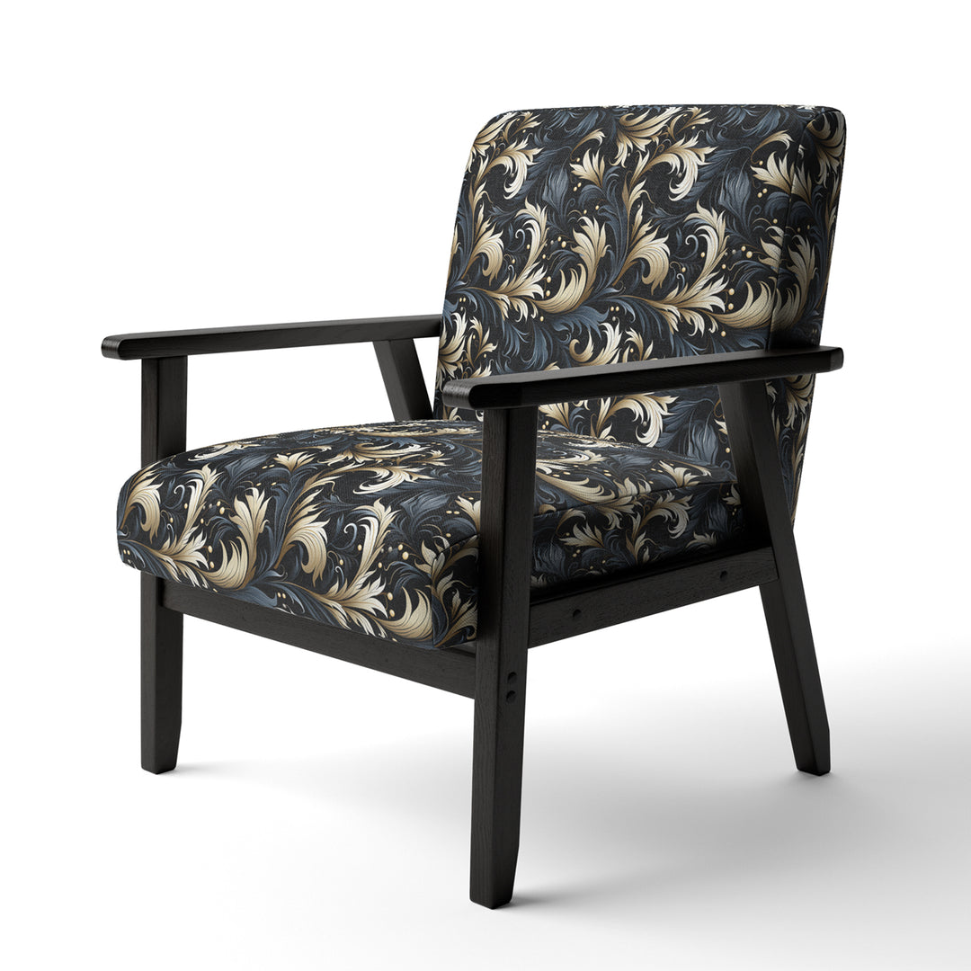Damask Black And Grey Calligraphy Flourishes - Bohemian Arm Chair