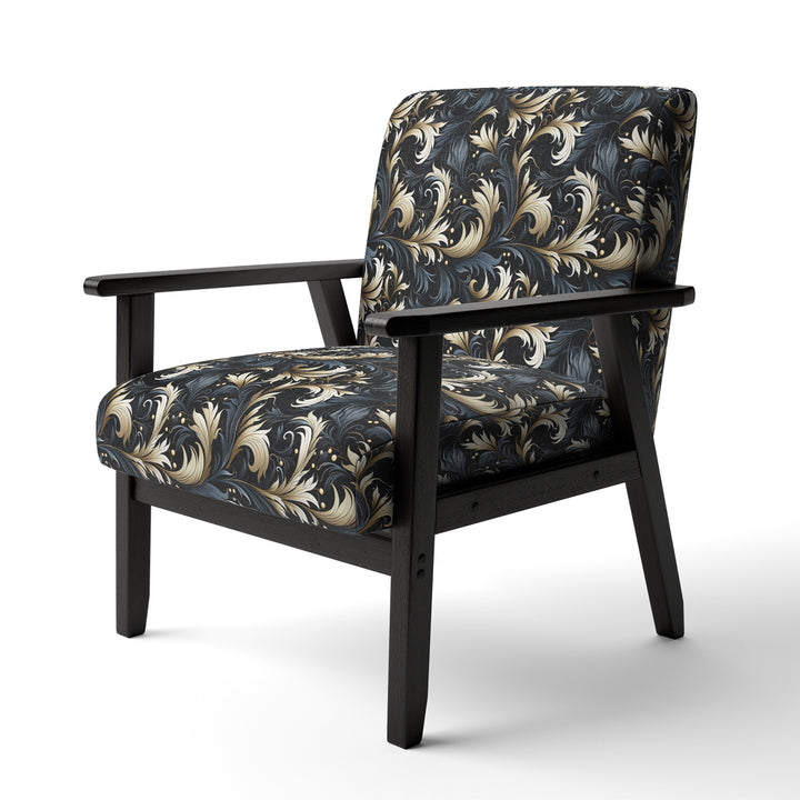 Damask Black And Grey Calligraphy Flourishes - Bohemian Arm Chair