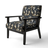 Damask Black And Grey Calligraphy Flourishes - Bohemian Arm Chair