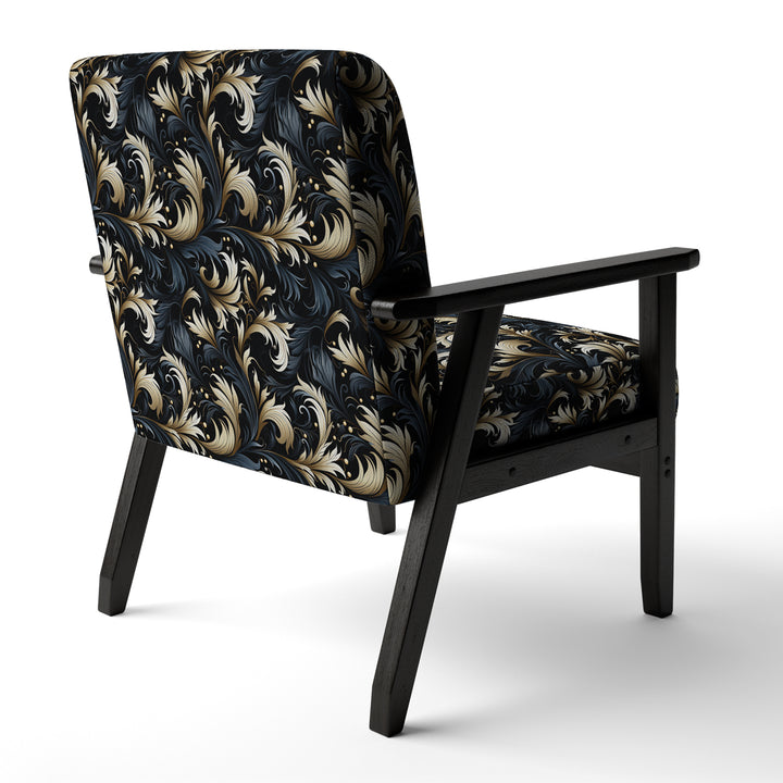 Damask Black And Grey Calligraphy Flourishes - Bohemian Arm Chair
