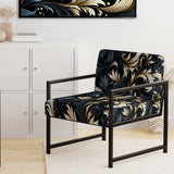 Damask Black And Grey Calligraphy Flourishes - Bohemian Arm Chair