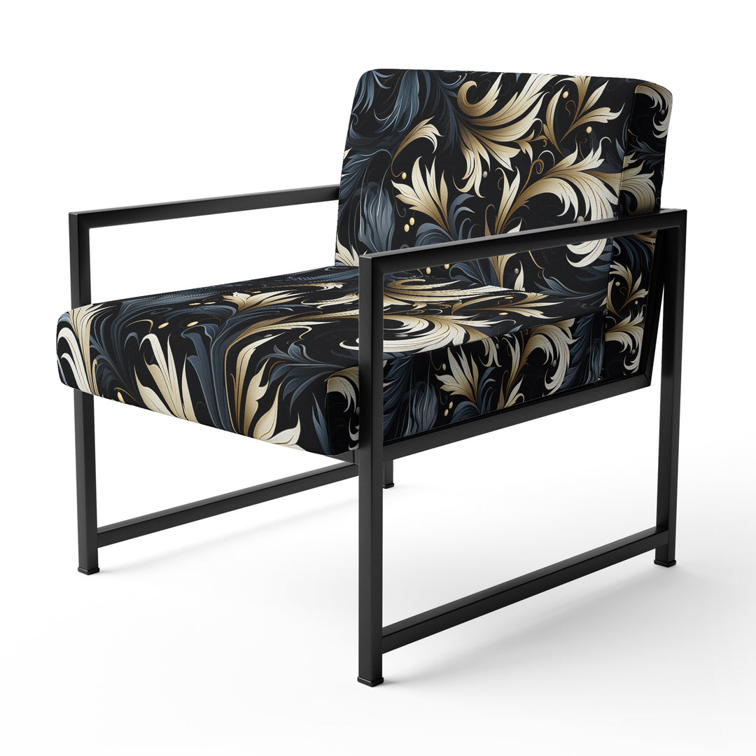 Damask Black And Grey Calligraphy Flourishes - Bohemian Arm Chair