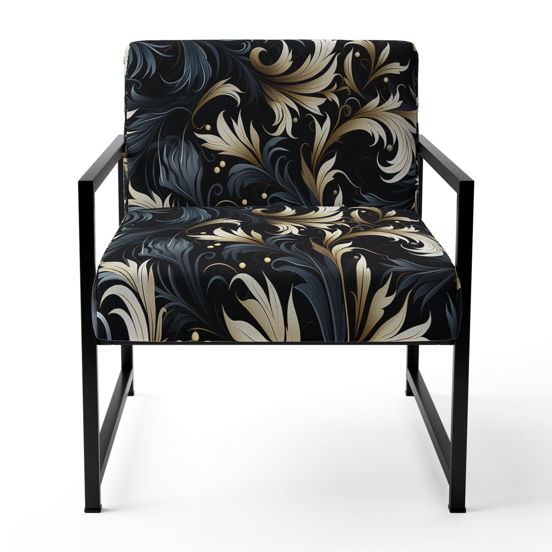 Damask Black And Grey Calligraphy Flourishes - Bohemian Arm Chair