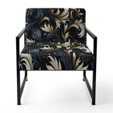 Damask Black And Grey Calligraphy Flourishes - Bohemian Arm Chair