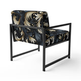 Damask Black And Grey Calligraphy Flourishes - Bohemian Arm Chair