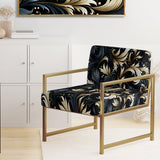 Damask Black And Grey Calligraphy Flourishes - Bohemian Arm Chair