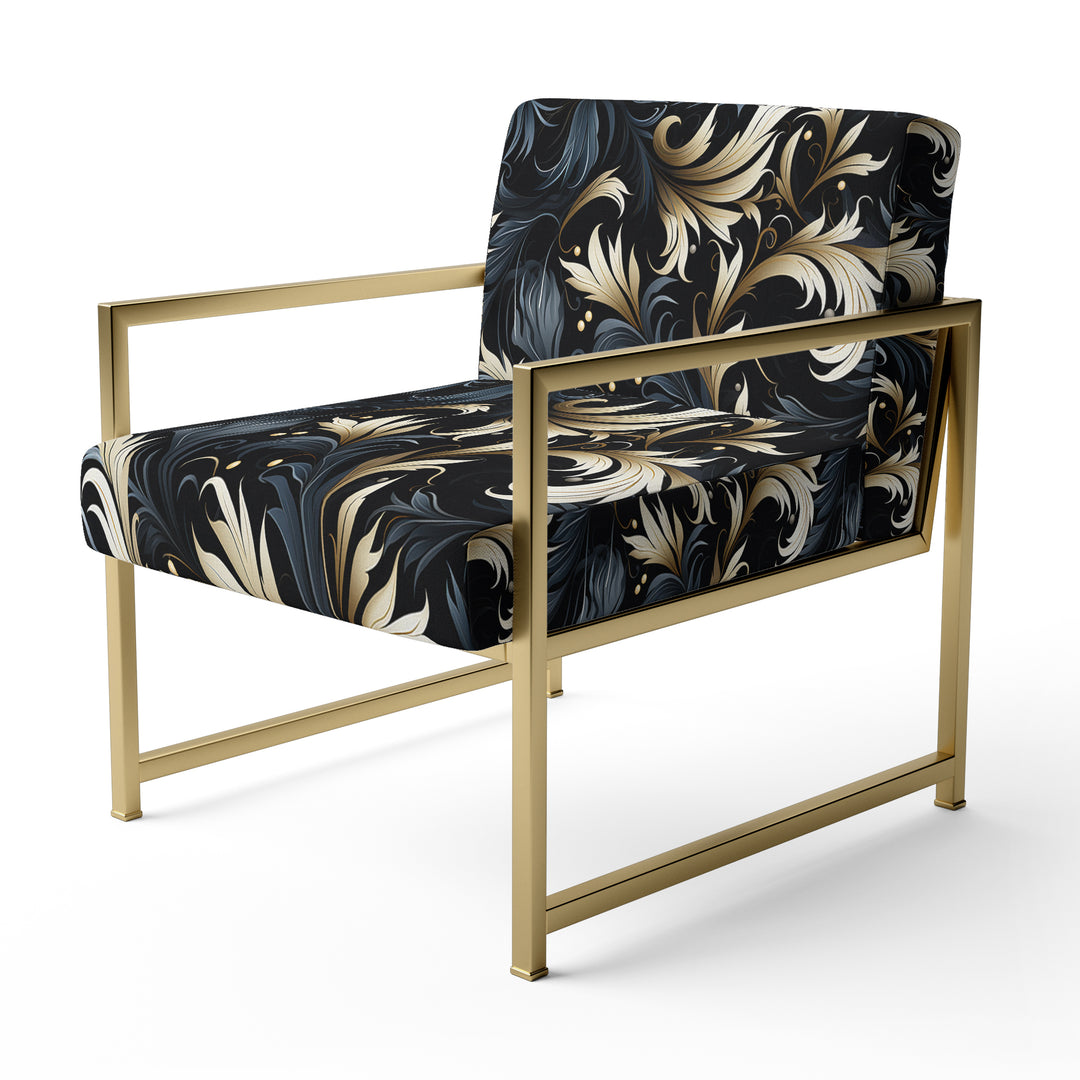 Damask Black And Grey Calligraphy Flourishes - Bohemian Arm Chair