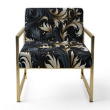 Damask Black And Grey Calligraphy Flourishes - Bohemian Arm Chair