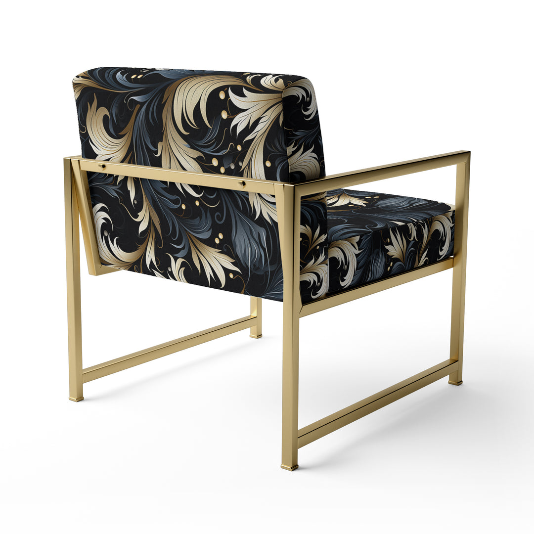 Damask Black And Grey Calligraphy Flourishes - Bohemian Arm Chair