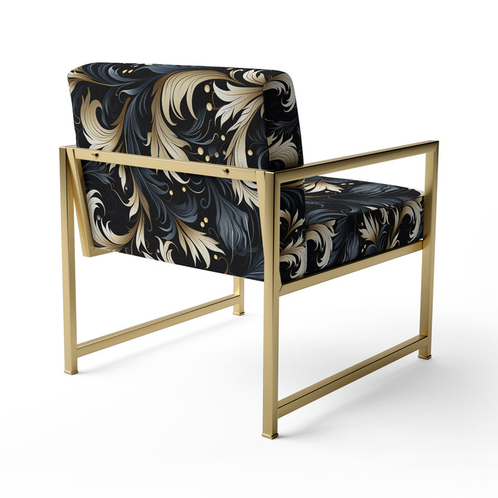 Damask Black And Grey Calligraphy Flourishes - Bohemian Arm Chair