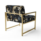 Damask Black And Grey Calligraphy Flourishes - Bohemian Arm Chair