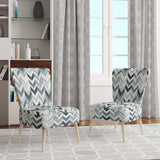 Grey And White Herringbone Chevron Pattern- Upholstered Accent Chair