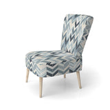 Grey And White Herringbone Chevron Pattern- Upholstered Accent Chair