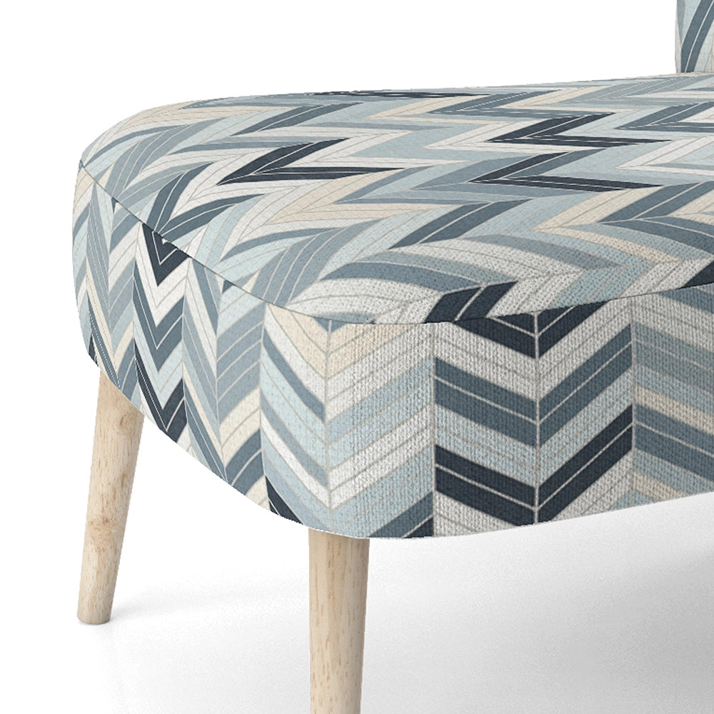 Grey And White Herringbone Chevron Pattern- Upholstered Accent Chair