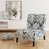 Grey And White Herringbone Chevron Pattern- Upholstered Accent Chair