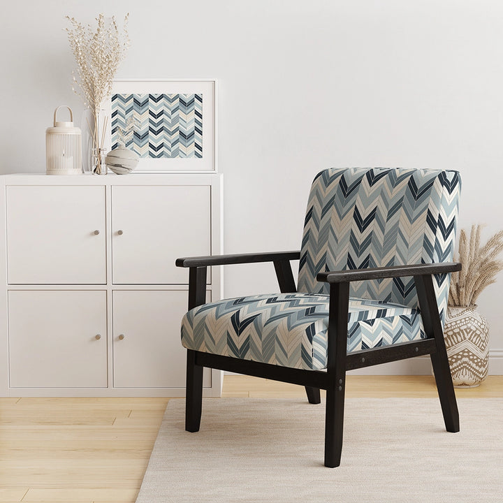 Grey And White Herringbone Chevron Pattern- Upholstered Accent Chair
