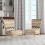 Beige And White Neutral Serene Chevron - Upholstered Glam Accent Chairs