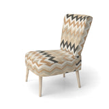 Beige And White Neutral Serene Chevron - Upholstered Glam Accent Chairs