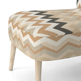 Beige And White Neutral Serene Chevron - Upholstered Glam Accent Chairs