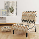 Beige And White Neutral Serene Chevron - Upholstered Glam Accent Chairs