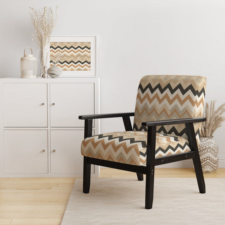Beige And White Neutral Serene Chevron - Upholstered Glam Accent Chairs