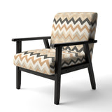Beige And White Neutral Serene Chevron - Upholstered Glam Accent Chairs
