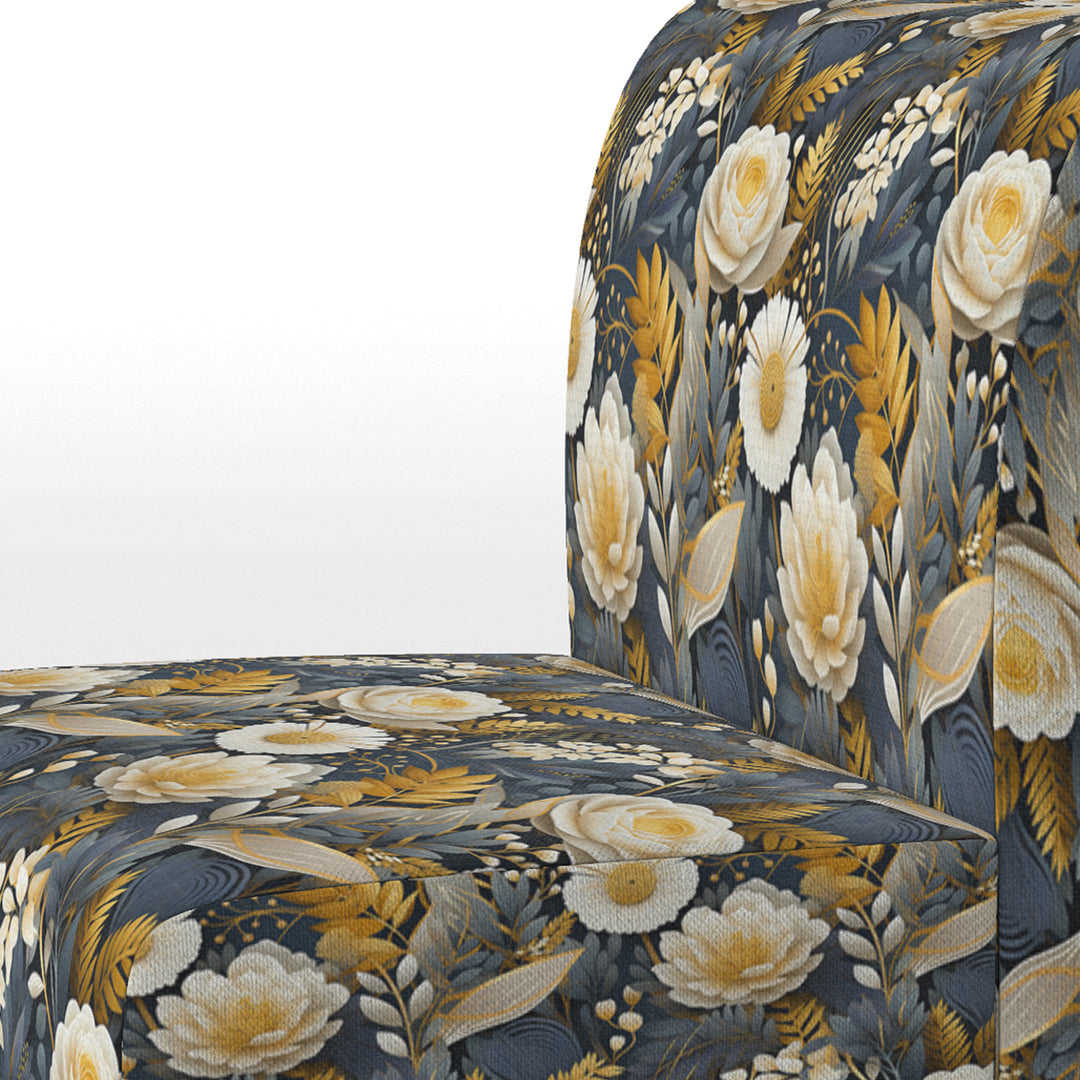 Enchanted Gardens Gold And Grey Pattern - Cottage Accent Slipper Chair